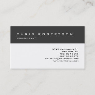 Grey White Classic Trendy Charming Business Card
