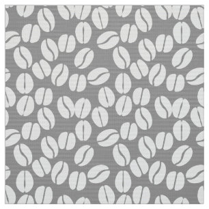 Grey white coffee beans pattern fabric