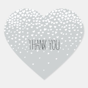 Grey White Confetti Hearts Heart Sticker