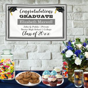 Grey   White Congratulations Graduate Graduation Banner