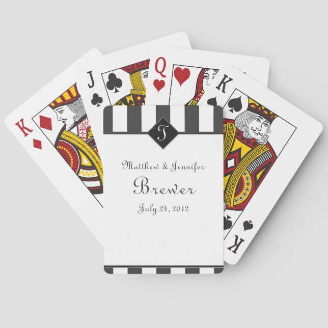 Grey & White Custom Wedding Gift, Favour & Memento Playing Cards (Back)