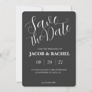 Grey & White Customisable Save the Date Wedding