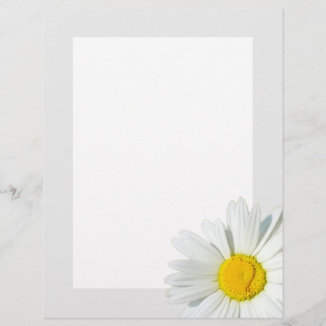 Grey & White Daisy Personalised Stationary Paper (Front)
