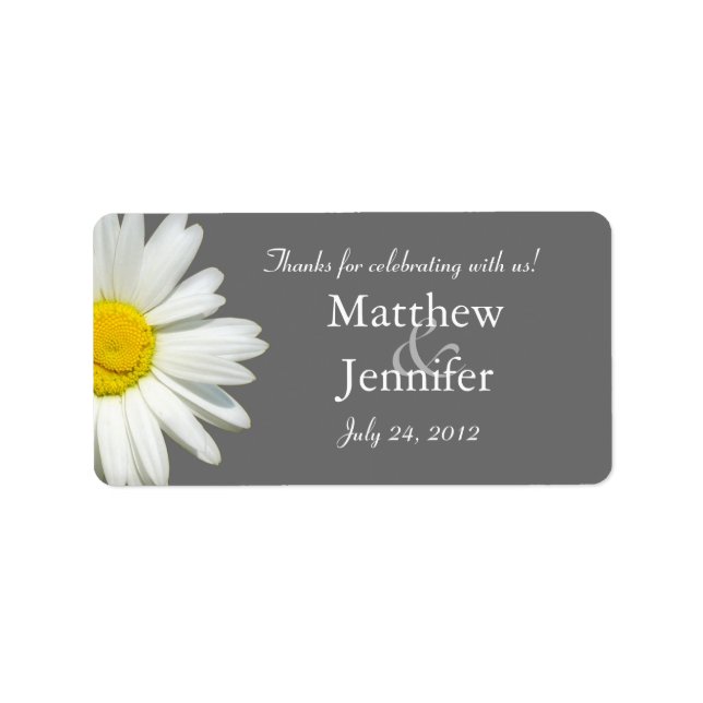 Grey & White Daisy Wedding Favour Labels / Sticker (Front)