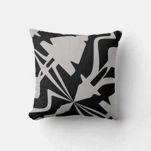 Grey White Diagonal Large Abstract Sound Wave Cushion