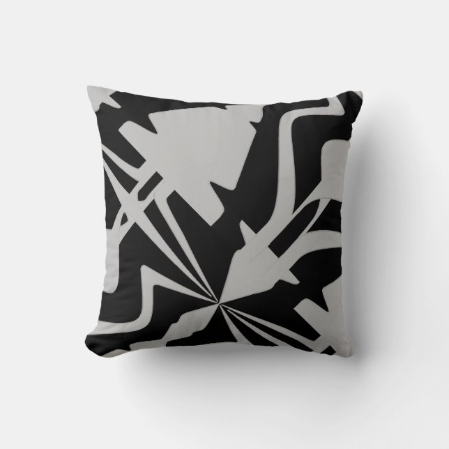 Grey White Diagonal Large Abstract Sound Wave Cushion (Front)