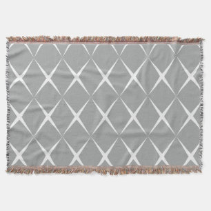 Grey White Diamond Throw Blanket