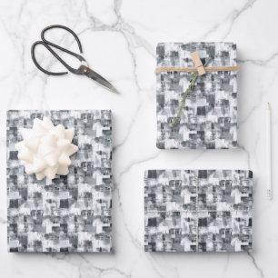 Grey & White Distressed Paint Wrapping Paper Sheet