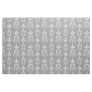 Grey white elegant damask pattern fabric