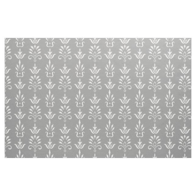 Grey white elegant damask pattern fabric (Fat Quarter)