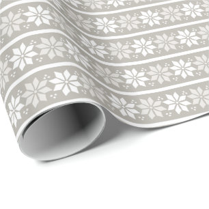 Grey white Elegant Snowflake   Christmas Holiday Wrapping Paper