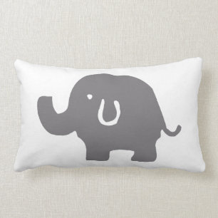 Grey & White Elephant Throw Pillow