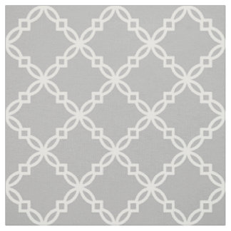 Grey, White Fancy Moroccan Quatrefoil Fabric