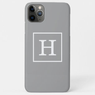 Grey White Framed Initial Monogram Case-Mate iPhone Case