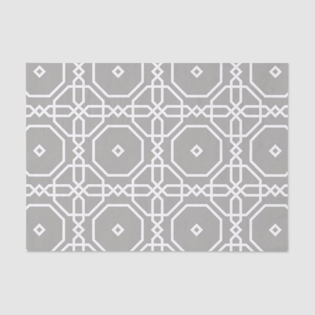 Grey White Geometric Pattern Decoupage Tissue Paper (Front)