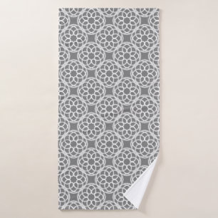 Grey White Geometric Seamless Pattern Bath Towel