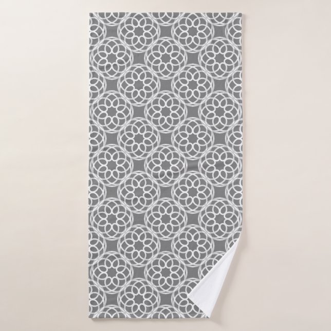Grey White Geometric Seamless Pattern Bath Towel (Bath Towel)