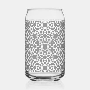 Grey White Geometric Seamless Pattern Can Glass