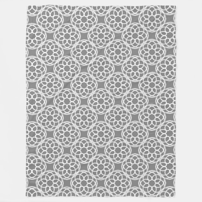 Grey White Geometric Seamless Pattern Fleece Blanket (Front)
