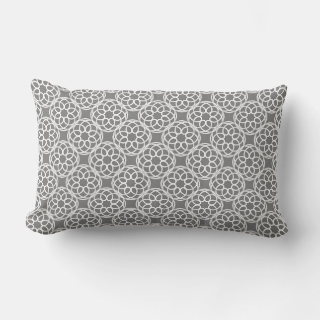Grey White Geometric Seamless Pattern Lumbar Cushion (Front)