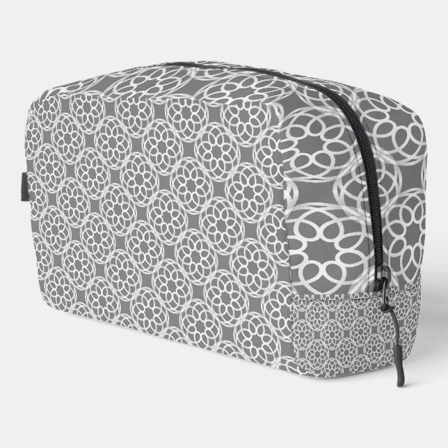 Grey White Geometric Seamless Pattern Toiletry Bag (Right Corner)
