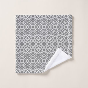 Grey White Geometric Seamless Pattern Wash Cloth