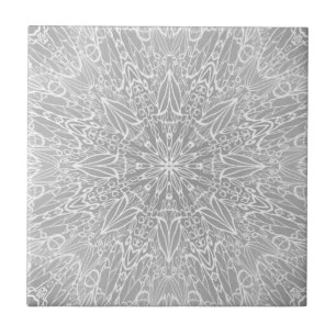 Grey white geometric star wheel ceramic tile