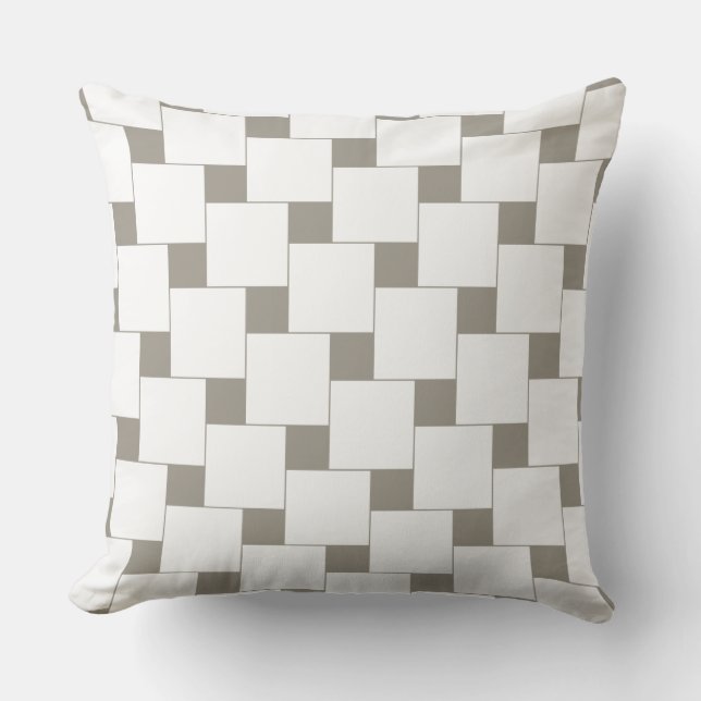 Grey & White Geometric Tiles Repeat Pattern Cushion (Front)