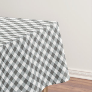 Grey White Gingham Tablecloth