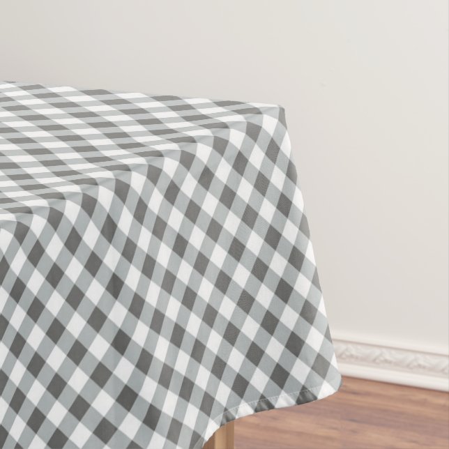 Grey White Gingham  Tablecloth (In Situ)
