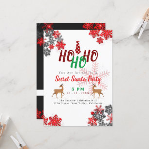 Grey White Glitter Sparkles Merry Christmas Custom Invitation