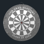 Grey & White Graduation | Custom Text Dartboard<br><div class="desc">Change the background colour to the school colour and personalise the text as needed. Congratulate the grad in your life with your desired messages such as "CON-GRAD-ULATIONS CLASS OF 20XX". This dartboard would be great to double as an activity to have at the graduation party as well as a graduation...</div>