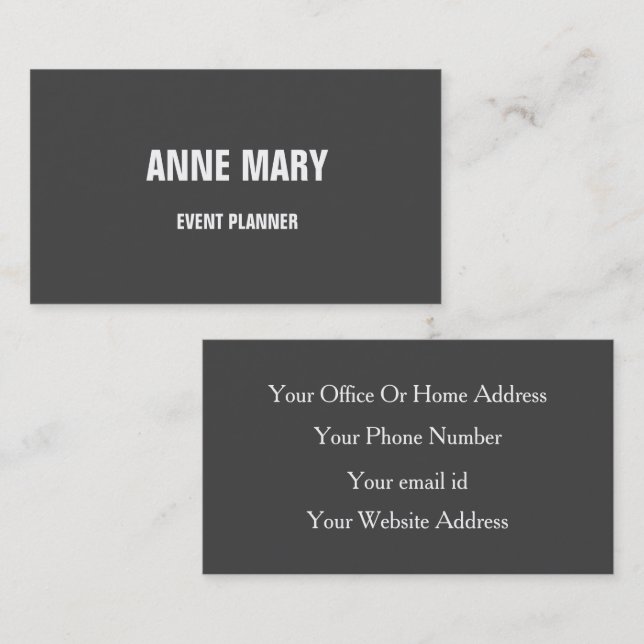 Grey White Grey Classy Wedding Custom Colour  Business Card (Front/Back)