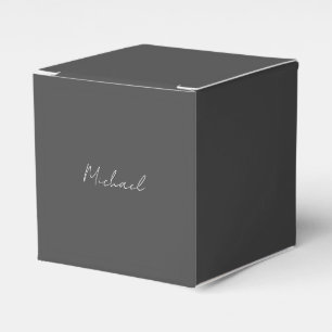 Grey White Handwritten Minimalist Your Name Favour Box