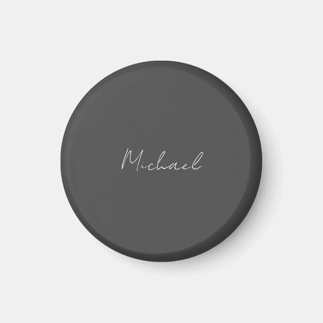 Grey White Handwritten Minimalist Your Name Magnet (Front)