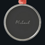 Grey White Handwritten Minimalist Your Name Metal Tree Decoration<br><div class="desc">Have you ever seen such a thin, well thought out, aesthetic and remarkable design? The choice of letters, their font size and the darkness of color have been thought for a long time and designed with long efforts. The result was such a unique design that impresses all who see it....</div>
