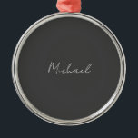 Grey White Handwritten Minimalist Your Name Metal Tree Decoration<br><div class="desc">Have you ever seen such a thin, well thought out, aesthetic and remarkable design? The choice of letters, their font size and the darkness of color have been thought for a long time and designed with long efforts. The result was such a unique design that impresses all who see it....</div>