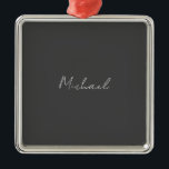 Grey White Handwritten Minimalist Your Name Metal Tree Decoration<br><div class="desc">Have you ever seen such a thin, well thought out, aesthetic and remarkable design? The choice of letters, their font size and the darkness of color have been thought for a long time and designed with long efforts. The result was such a unique design that impresses all who see it....</div>