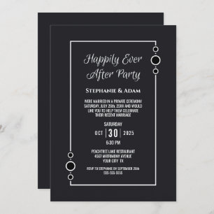 Grey White Happily Ever After Wedding Reception Invitation