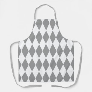 Grey White Harlequin Diamonds Pattern Design  Apron