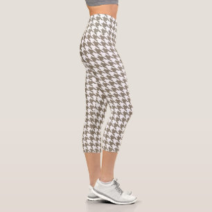 Grey & White Houndstooth Capri Leggings