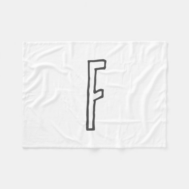 Grey & White Initial Letter Monogrammed Plain Fleece Blanket (Front (Horizontal))