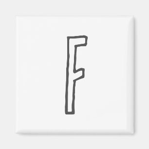 Grey & White Initial Letter Monogrammed Plain Magnet