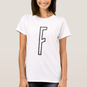 Grey & White Initial Letter Monogrammed Plain T-Shirt