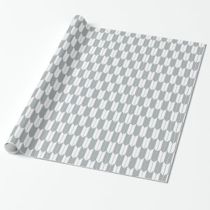 Grey & White Japanese Yagasuri Pattern Gift Wrap
