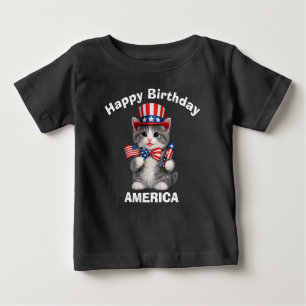 Grey & White Kitten (1d) Patriotic Kid T-Shirt