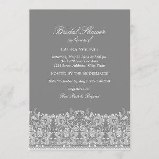 Grey & White Lace | Bridal Shower Invitation