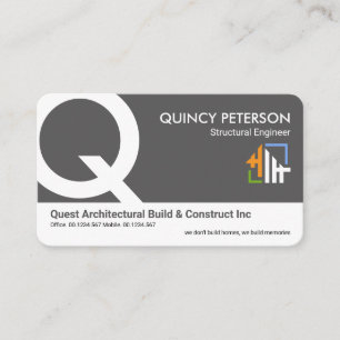 Grey White Layers Monogram Initial Founder CEO Business Card