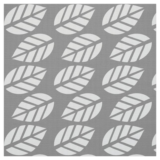 Grey white leaves pattern fabric (Swatch)