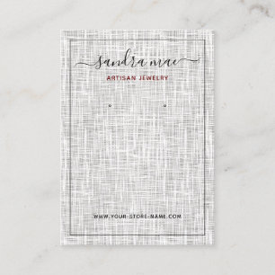 Grey White Linen Texture Look Jewellery Display Ca Business Card
